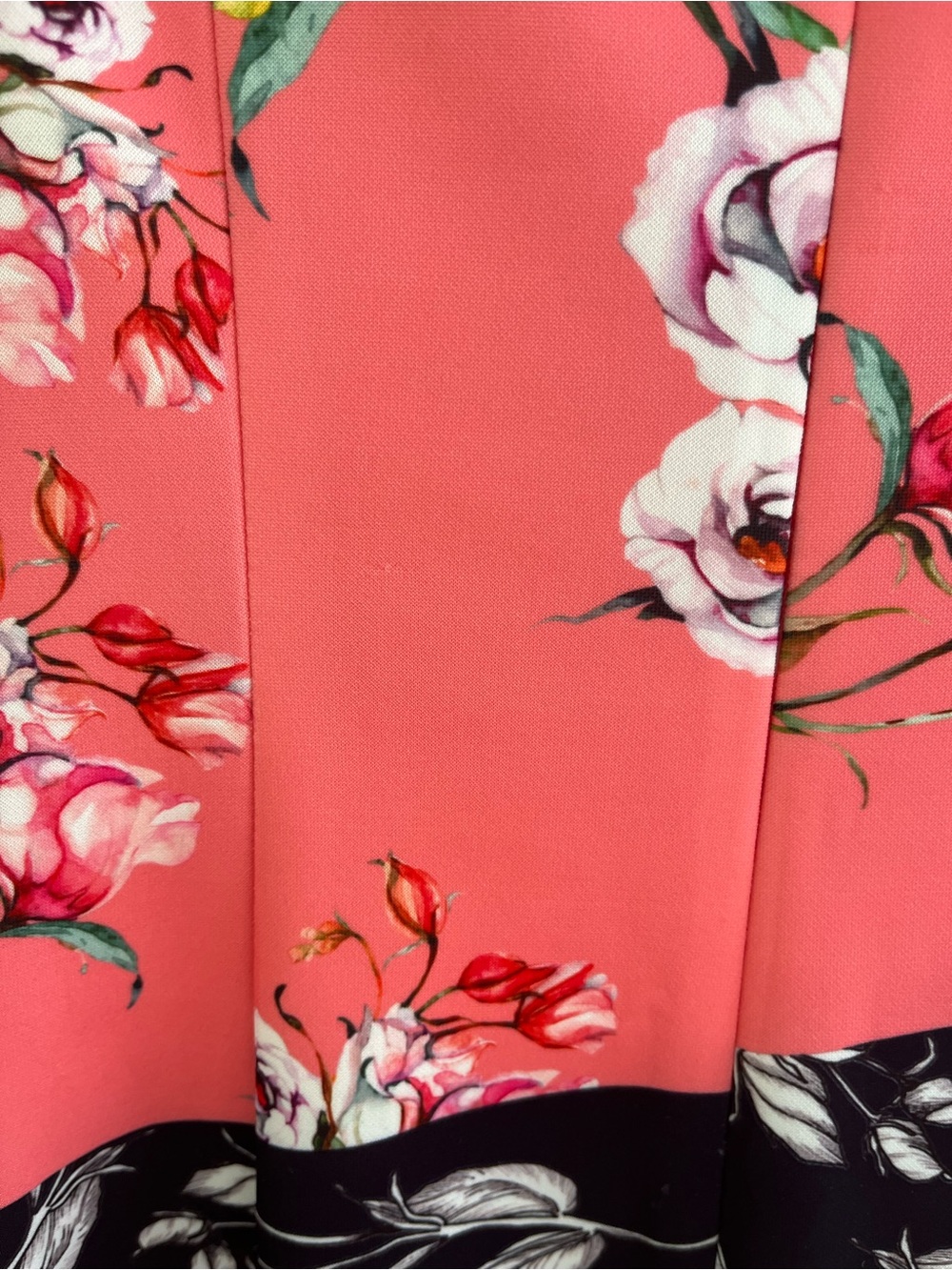 Vince Camuto Pink and Navy Floral Blocked Midi Dress - Picture 4 of 6